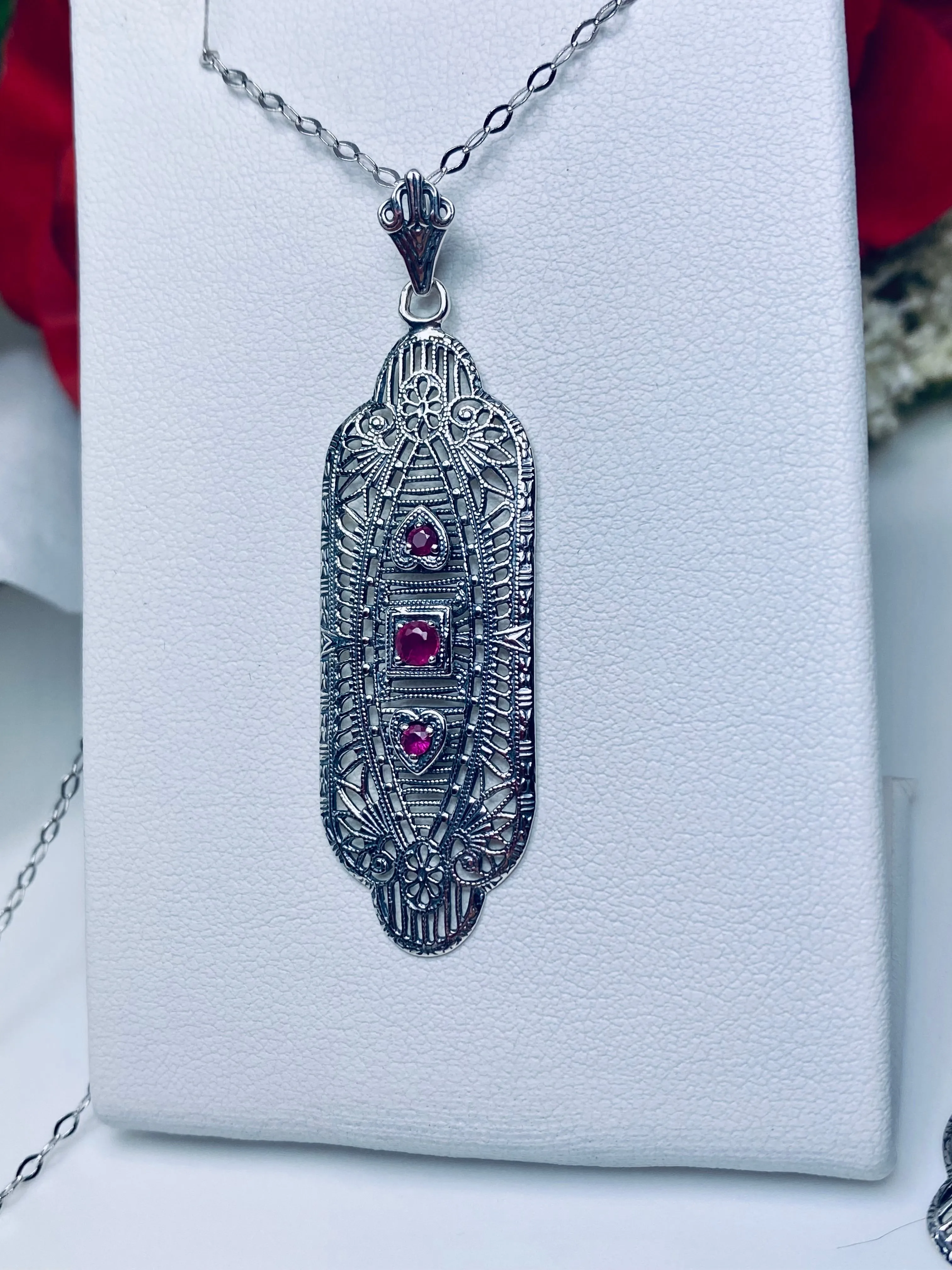 P359 Angel Wing Pendant Necklace, Simulated or Natural Gemstones, Vintage Revival Jewelry #P359