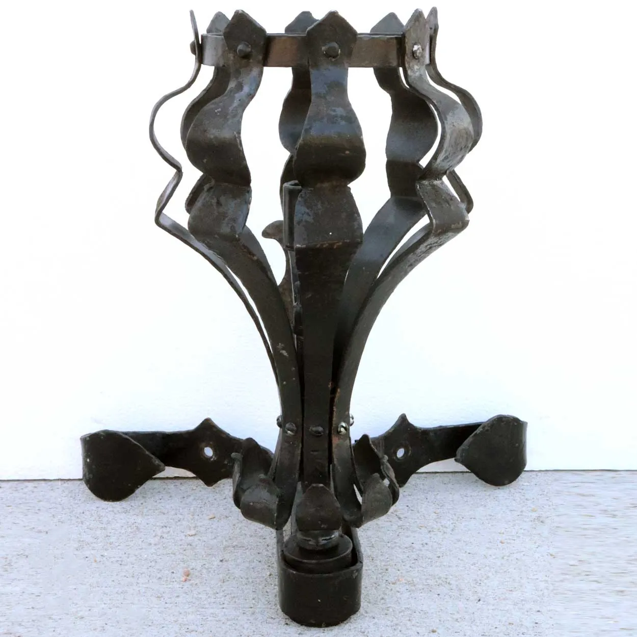 Pair of American Medieval Style Painted Wrought Iron One-Light Wall Sconces