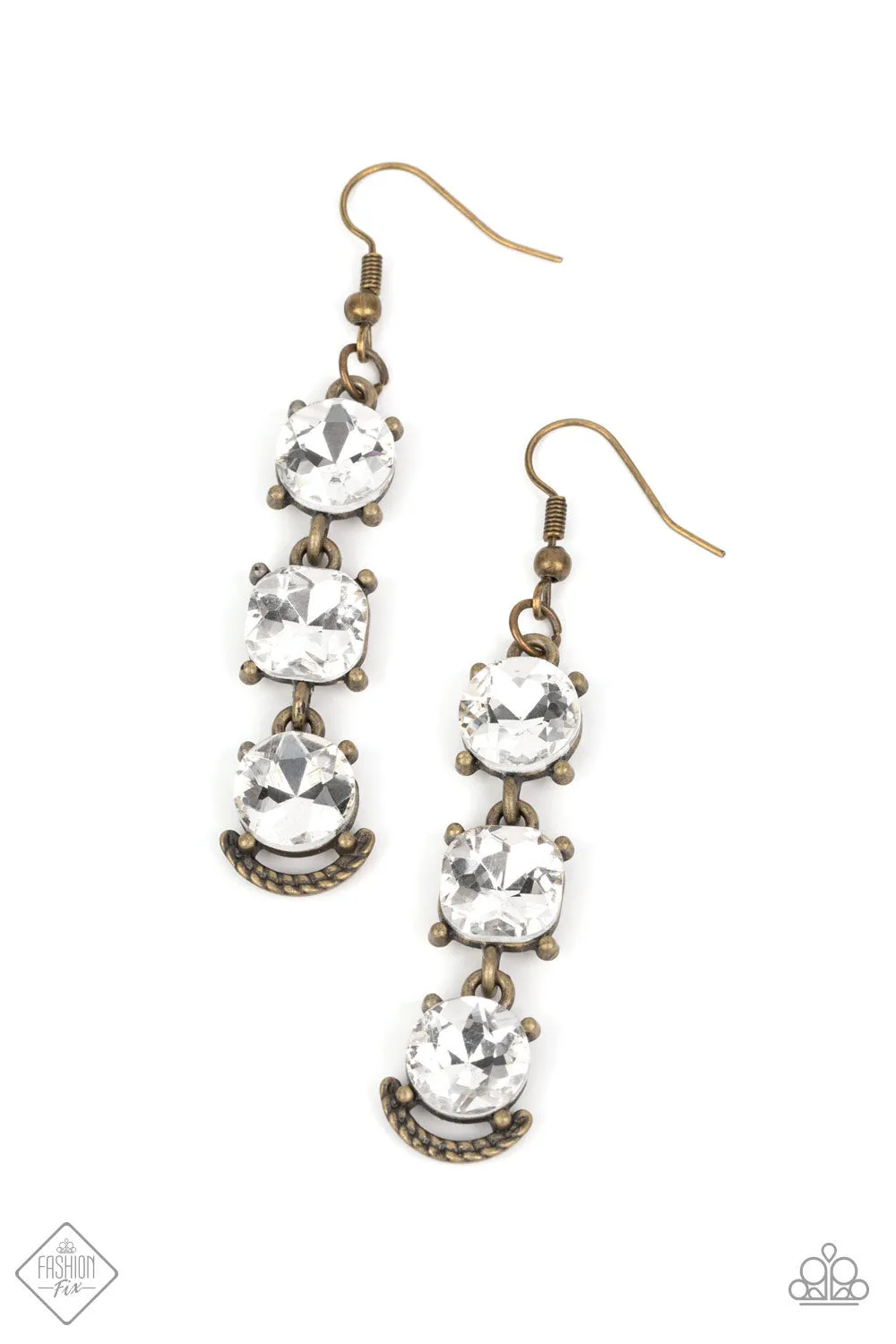 Paparazzi Determined to Dazzle - Brass Earrings - Fashion Fix