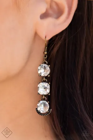 Paparazzi Determined to Dazzle - Brass Earrings - Fashion Fix