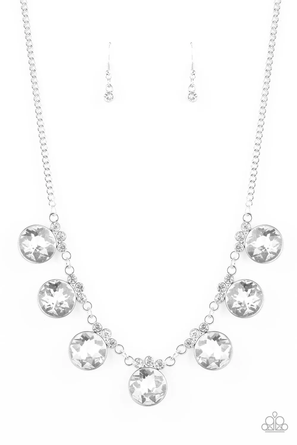 Paparazzi - GLOW-Getter Glamour - White Necklace