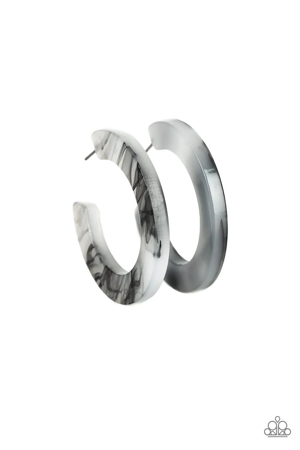 Paparazzi Oceanside Oasis - Black Acrylic Hoop Earrings