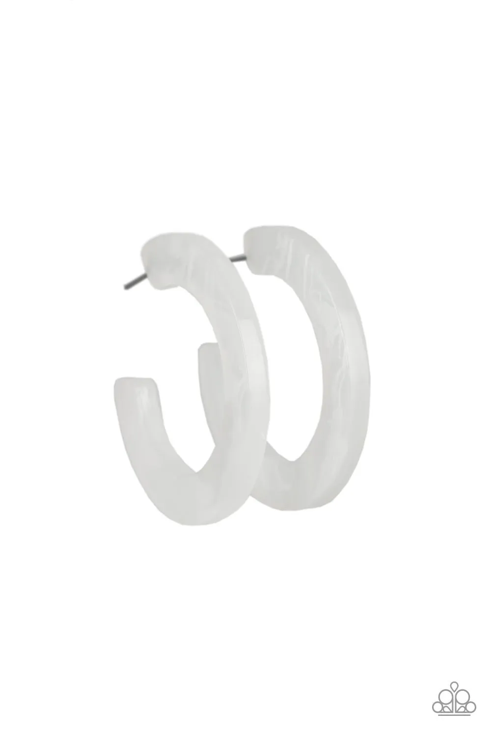 Paparazzi Oceanside Oasis - White Acrylic Hoop Earrings