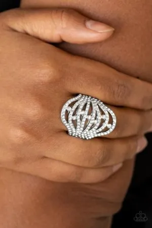 Paparazzi Stratospheric - White Rhinestones - Silver Ring