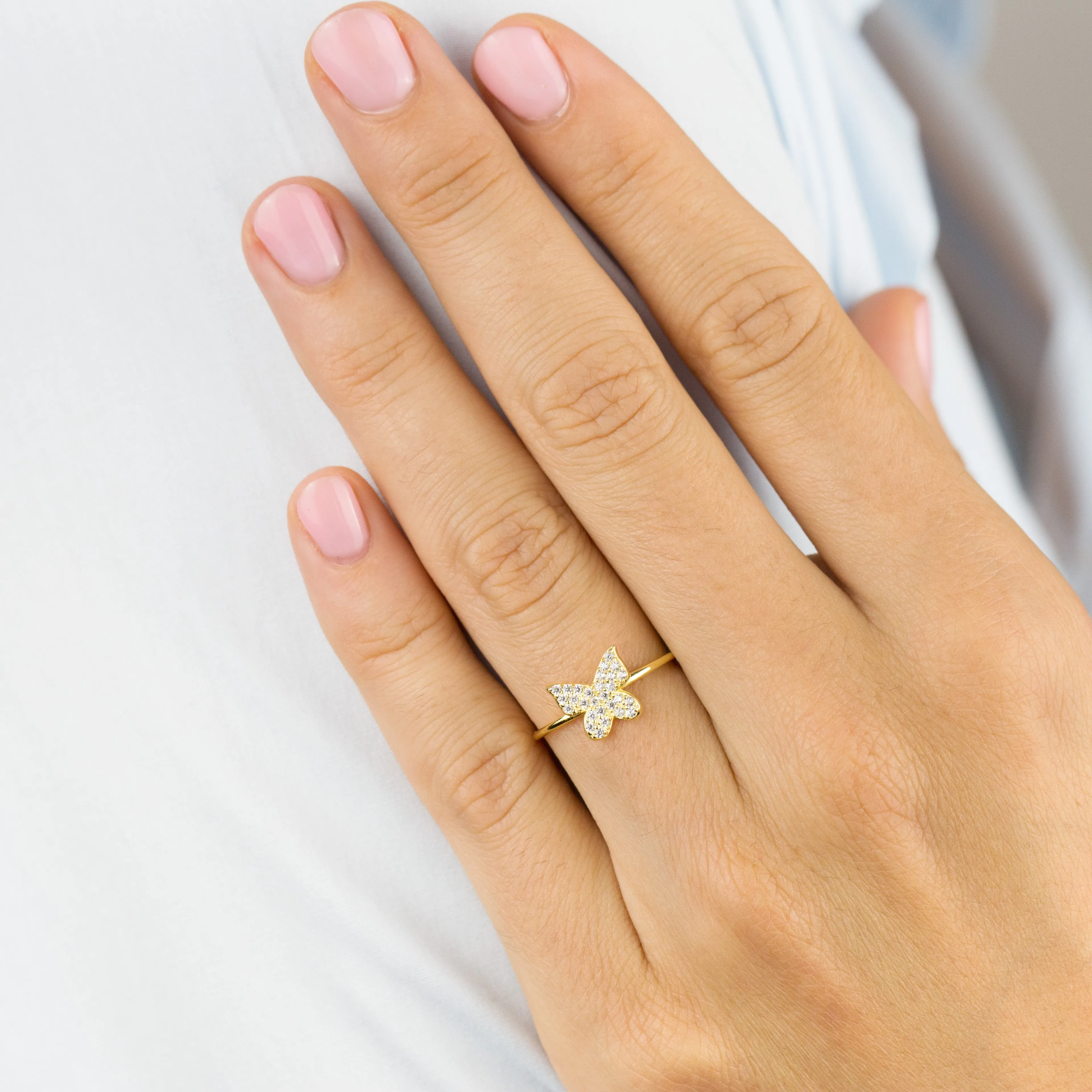 Pavé Dainty Butterfly Ring