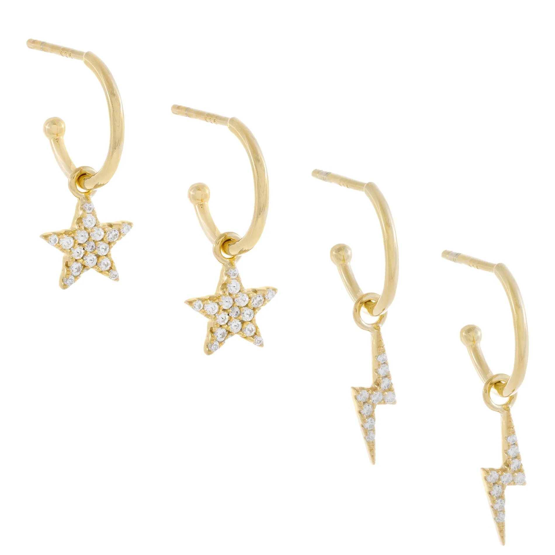 Pavé Star X Lightning Hoop Earring Combo Set