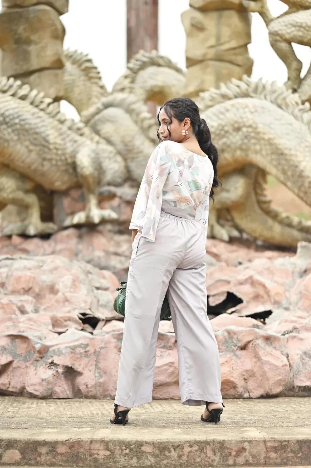 Pawan Cross Neck Top With Kimono Sleeves and Straight Pant Co-Ord Set