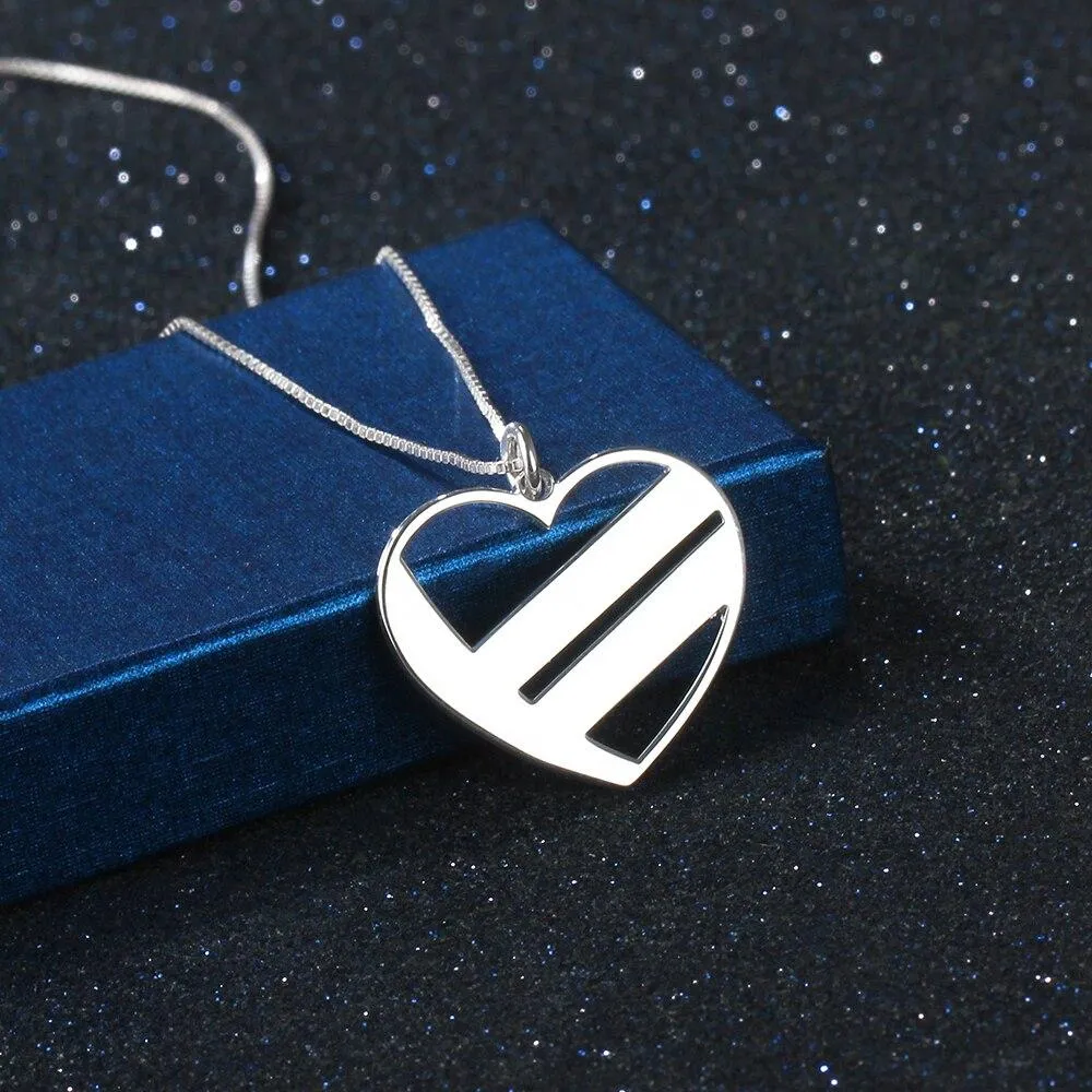 Personalized Women’s 925 Sterling Silver 2 Name Necklace with Heart Shape Pendant, Trendy Fashion Jewelry for Lovers