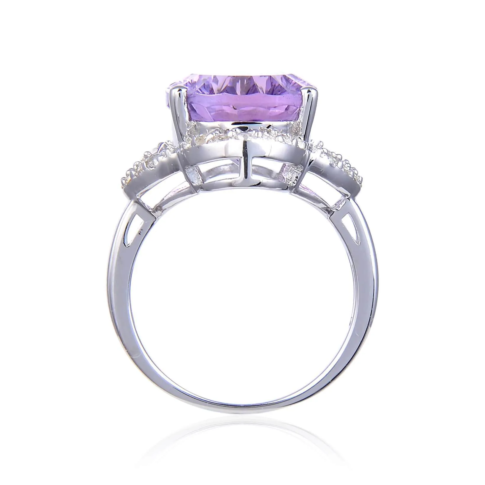 Pink Amethyst Concave Cut Statement Ring