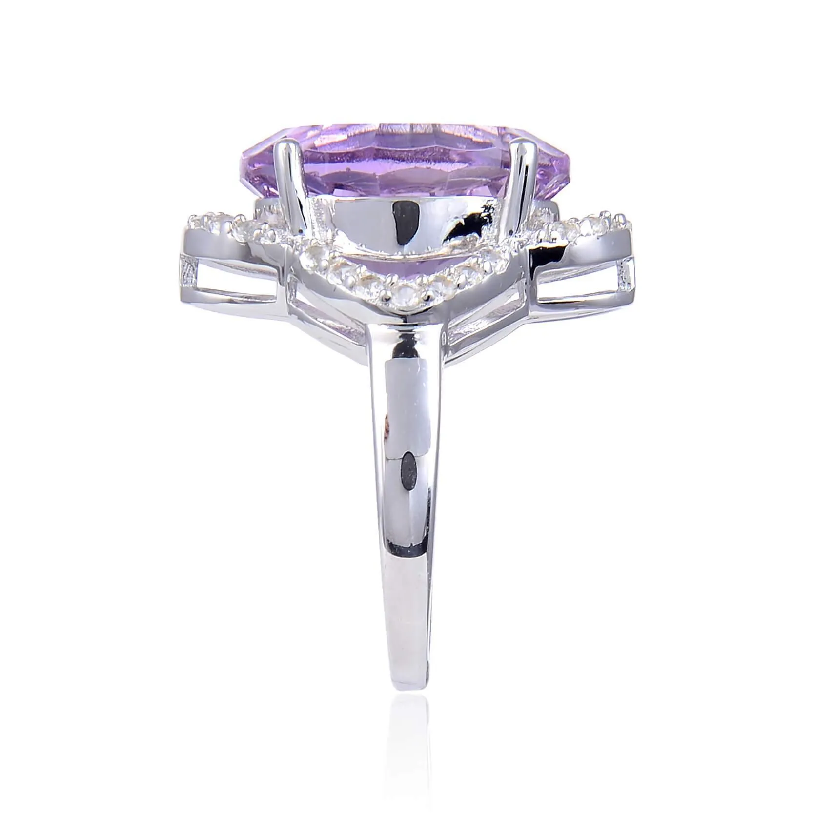 Pink Amethyst Concave Cut Statement Ring