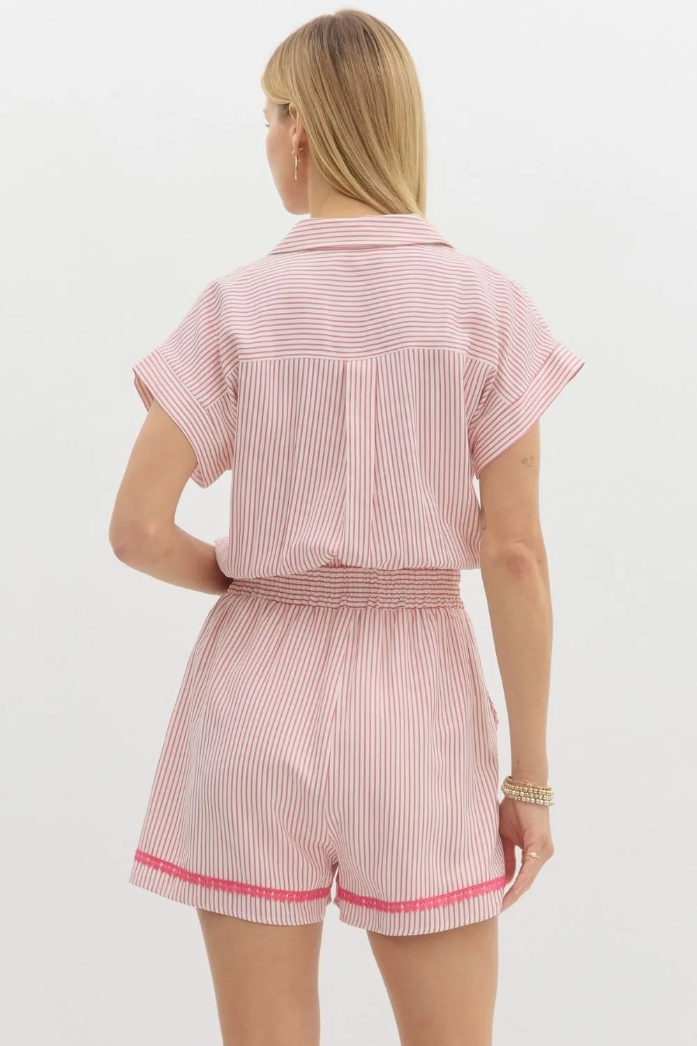 Pink Lemonade Seersucker Romper