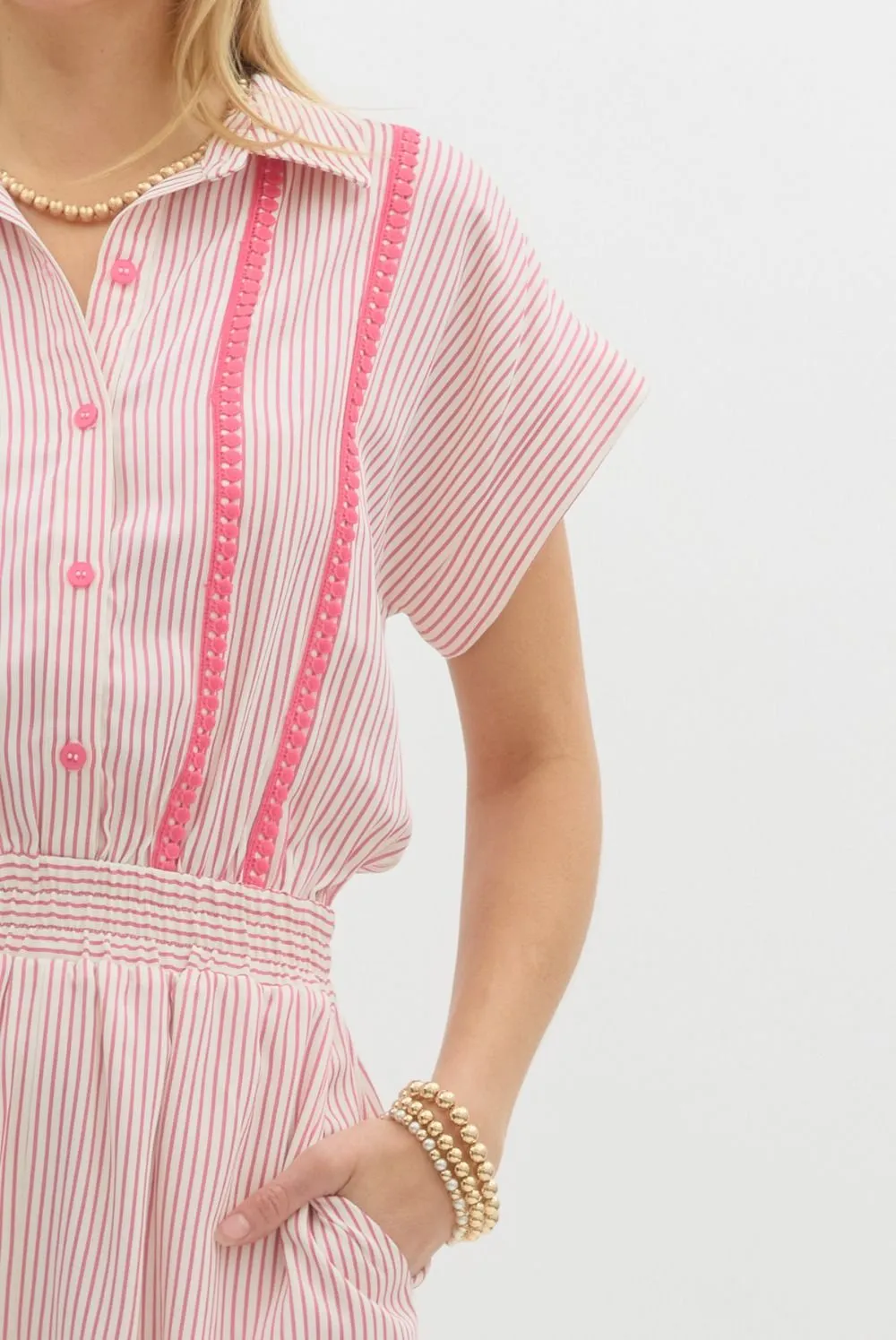 Pink Lemonade Seersucker Romper