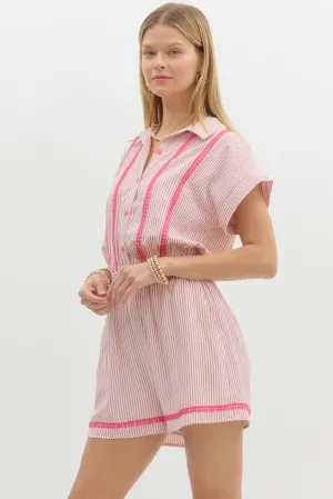 Pink Lemonade Seersucker Romper