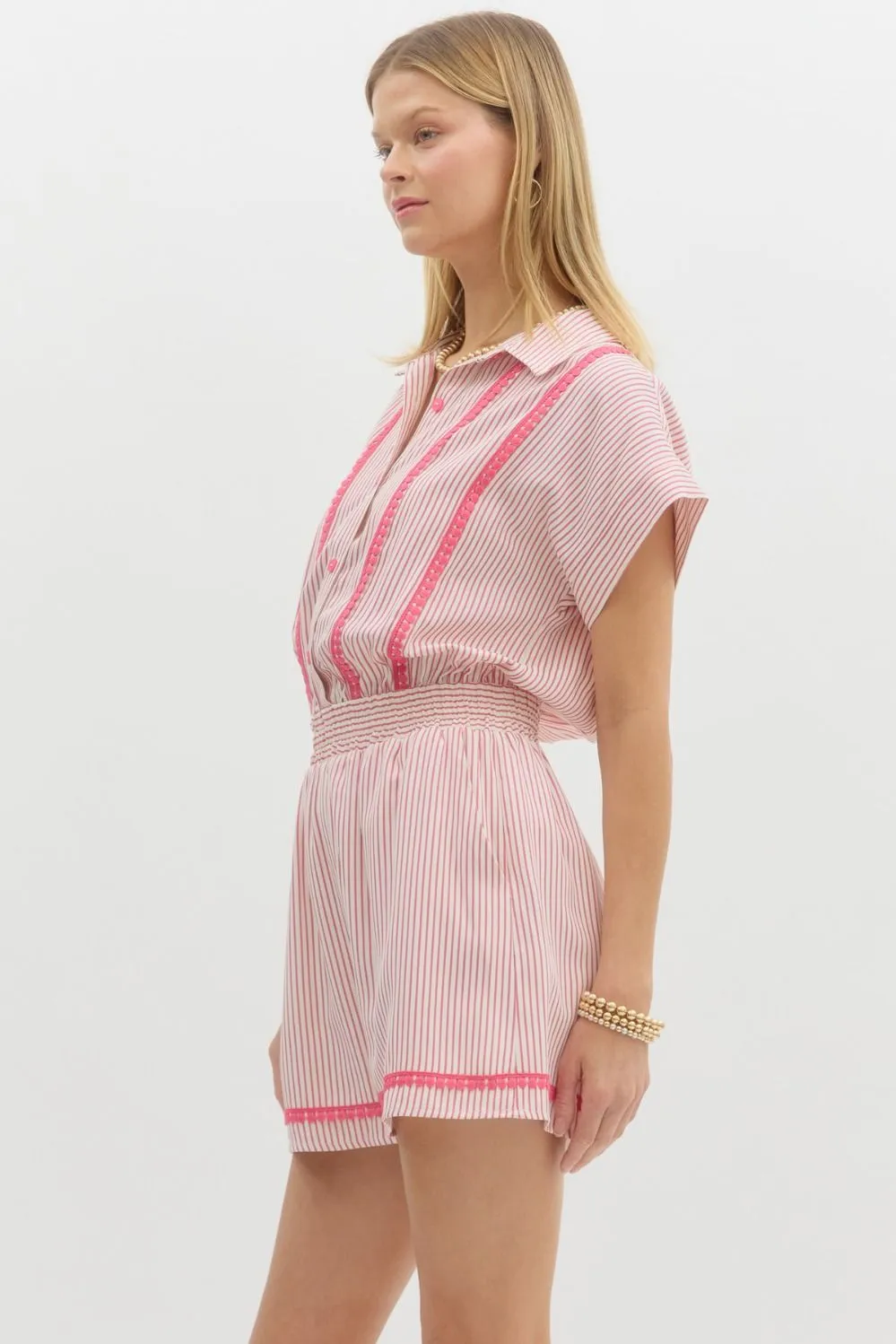Pink Lemonade Seersucker Romper
