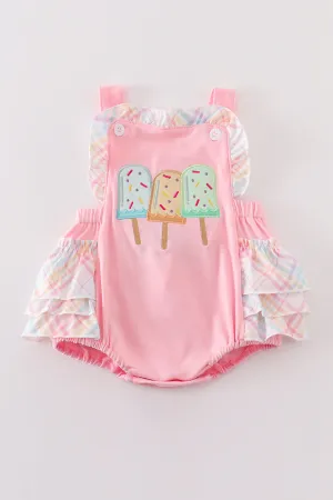 Pink popsicle applique ruffle bubble