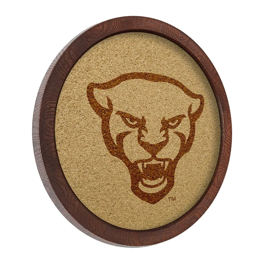 Pitt Panthers: Mascot - "Faux" Barrel Framed Cork Board