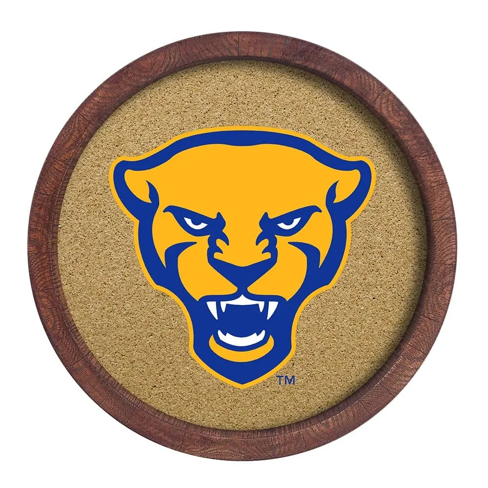 Pitt Panthers: Mascot - "Faux" Barrel Framed Cork Board