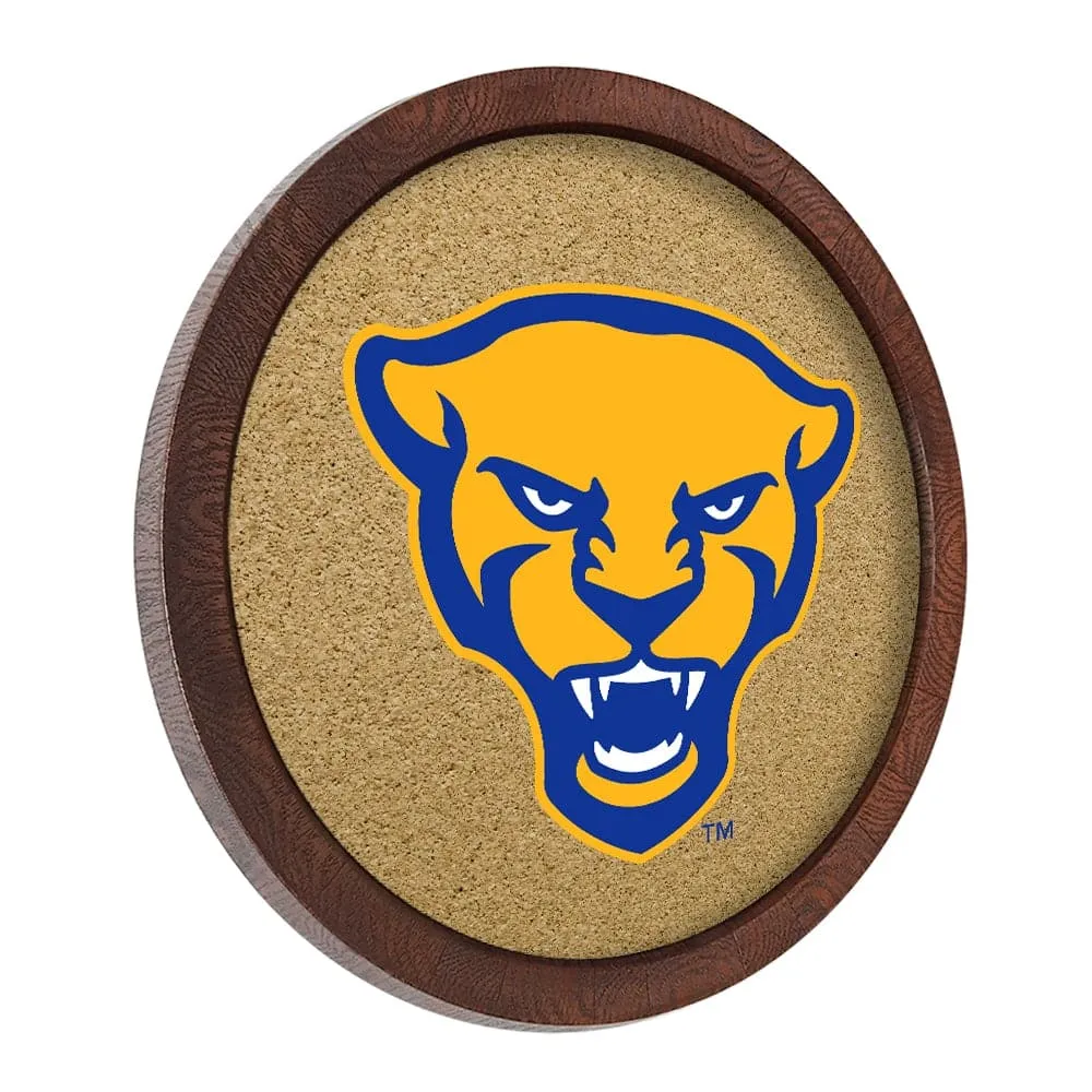 Pitt Panthers: Mascot - "Faux" Barrel Framed Cork Board