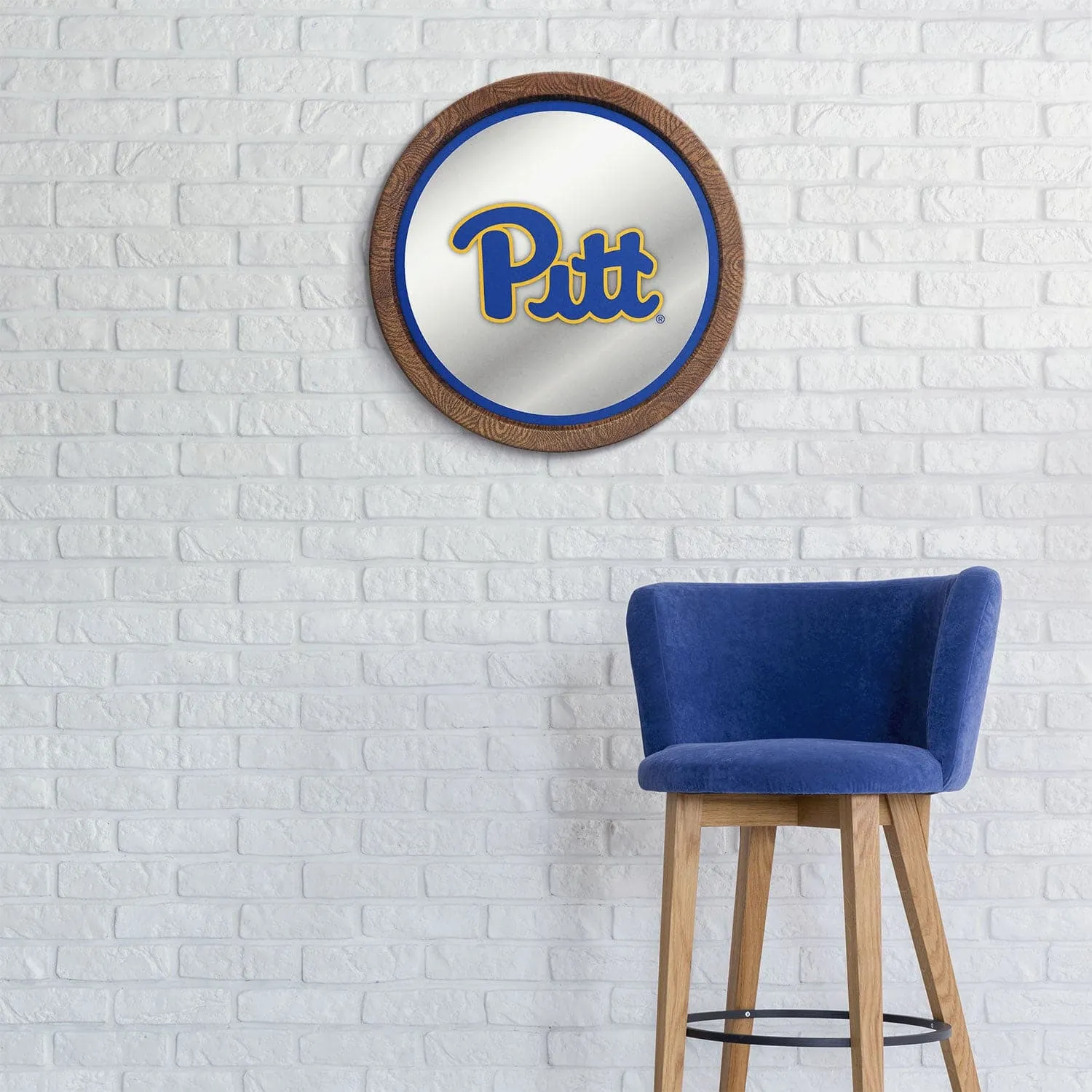 Pitt Panthers: "Faux" Barrel Top Mirrored Wall Sign