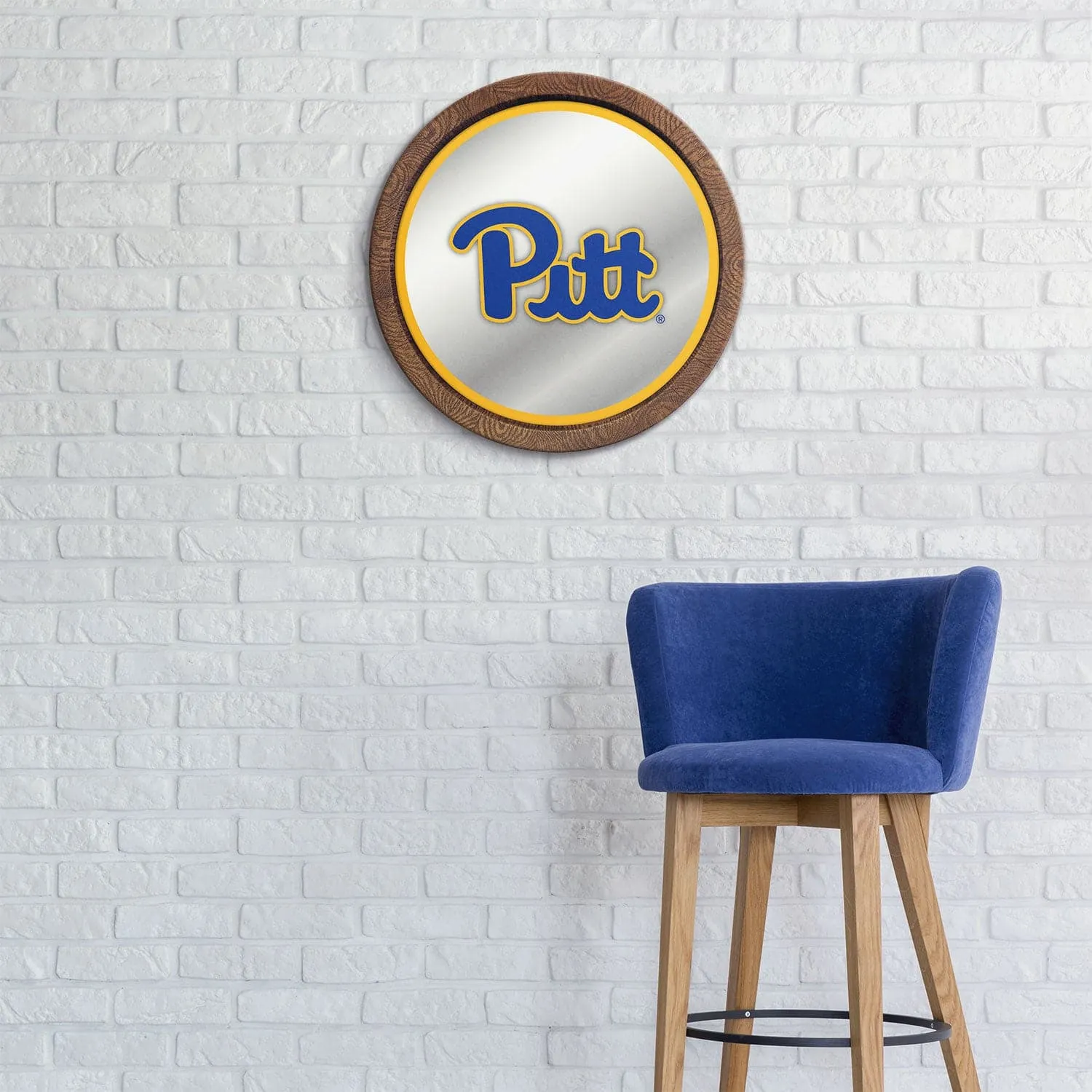 Pitt Panthers: "Faux" Barrel Top Mirrored Wall Sign