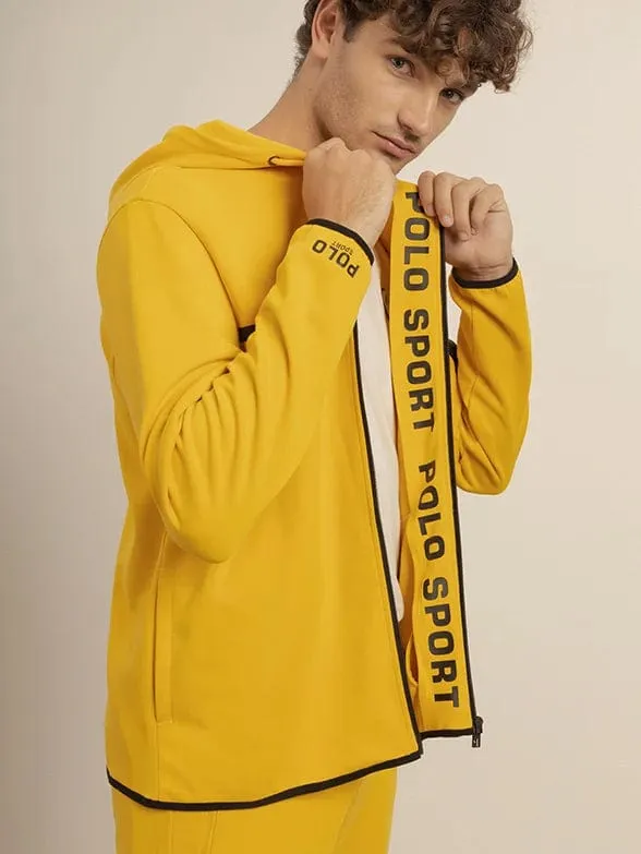 Polo Mens Sport Tech Fleece Hooded Sweater Top Yellow