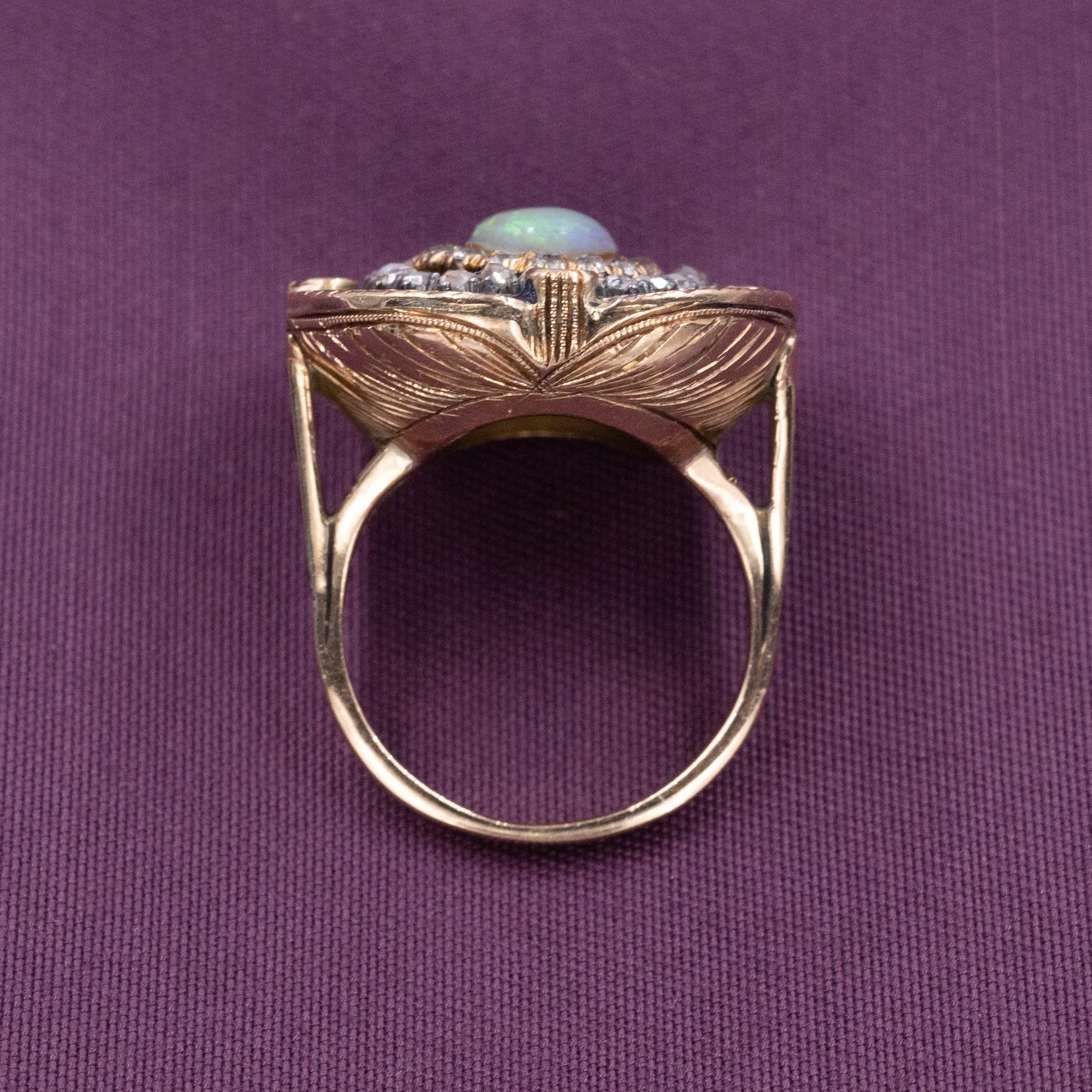 Portuguese Cobalt Blue Enamel & Opal Ring