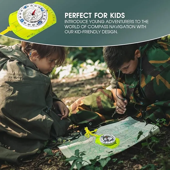 Posinly Orienteering Compass with Survival Whistle - Advanced Boy Scout Compass for Camping, Hiking and Navigation, Professional Field Compass for Map Reading, Compass for Kids