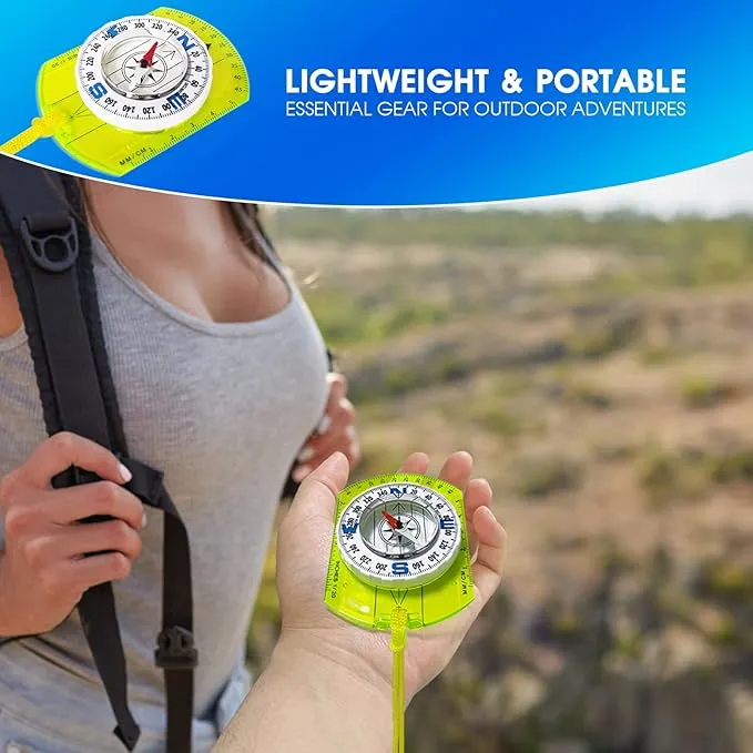 Posinly Orienteering Compass with Survival Whistle - Advanced Boy Scout Compass for Camping, Hiking and Navigation, Professional Field Compass for Map Reading, Compass for Kids