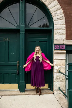 priscilla tulle dress in eggplant