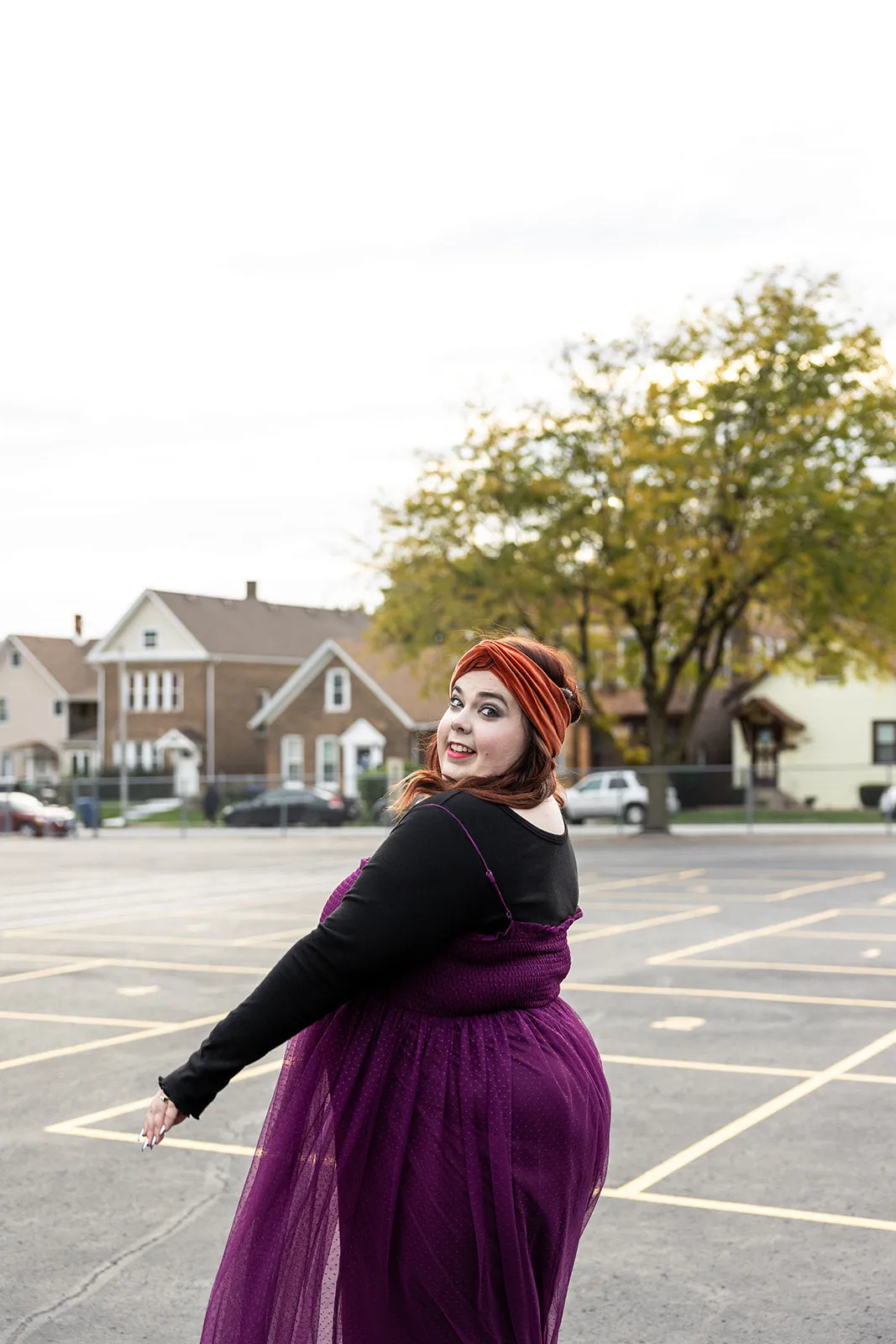 priscilla tulle dress in eggplant