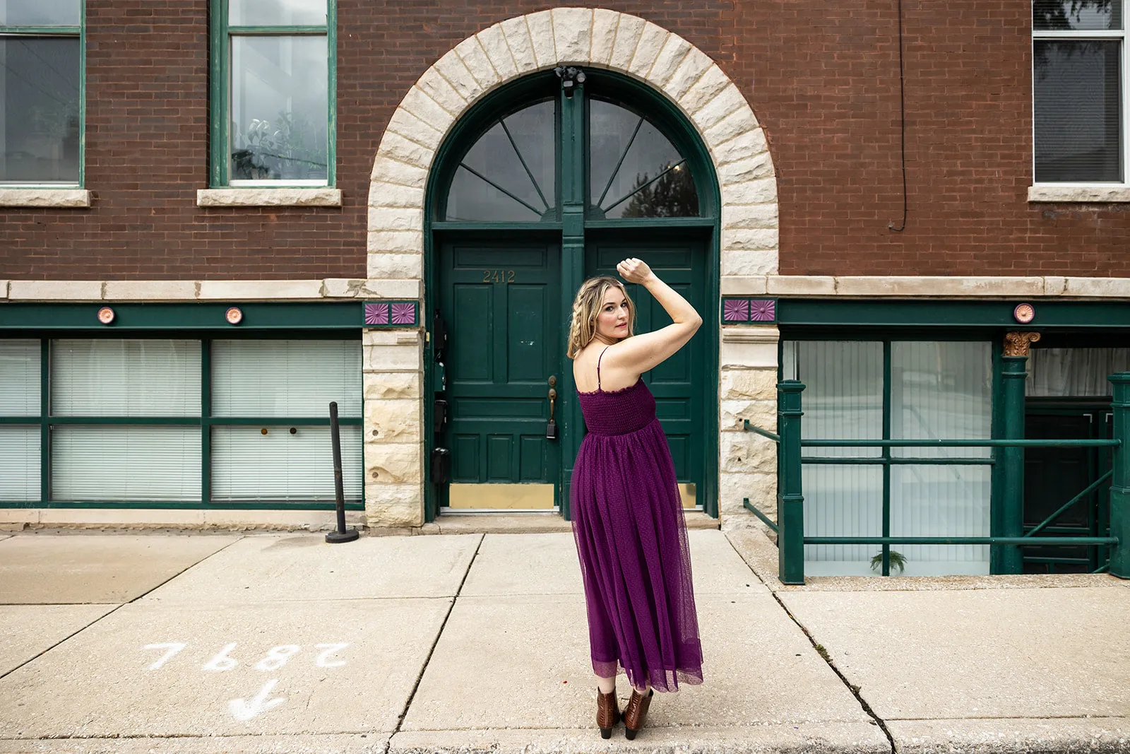 priscilla tulle dress in eggplant