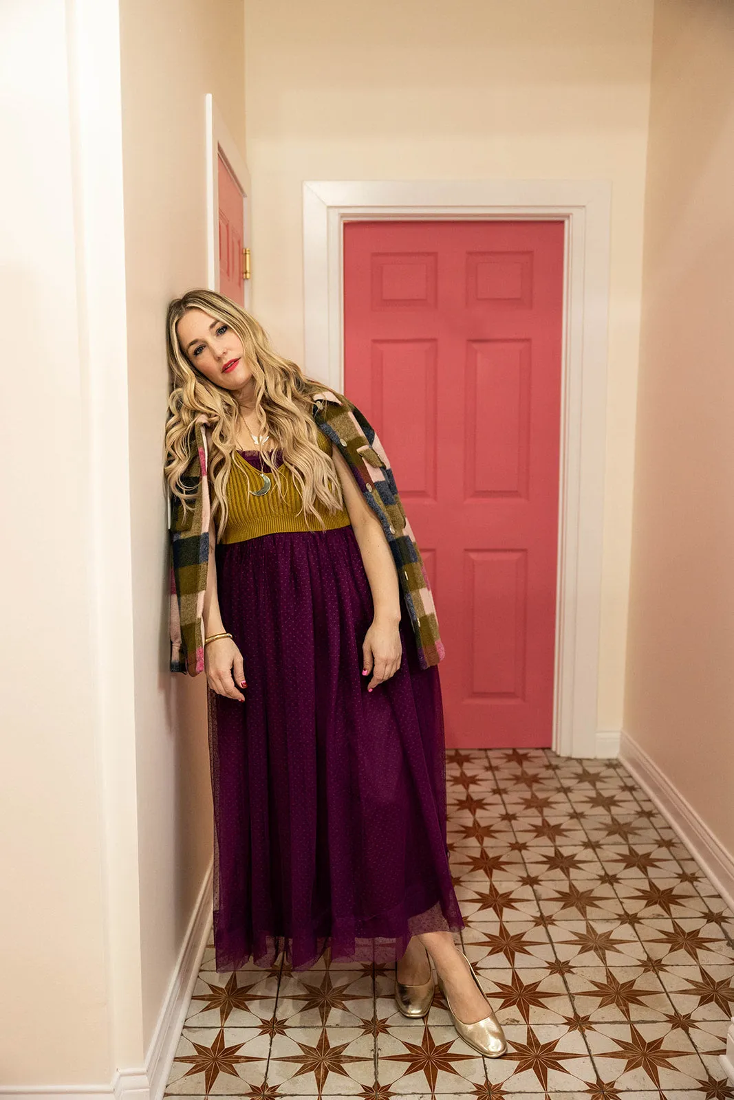 priscilla tulle dress in eggplant