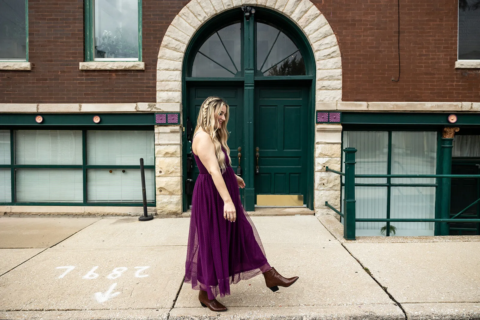 priscilla tulle dress in eggplant