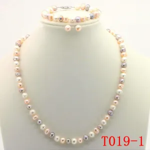 Purple Pearl Necklace Set Fish Clasp Necklace