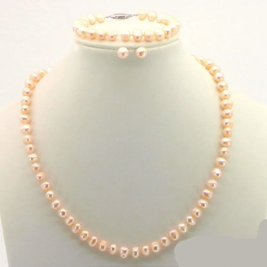 Purple Pearl Necklace Set Fish Clasp Necklace