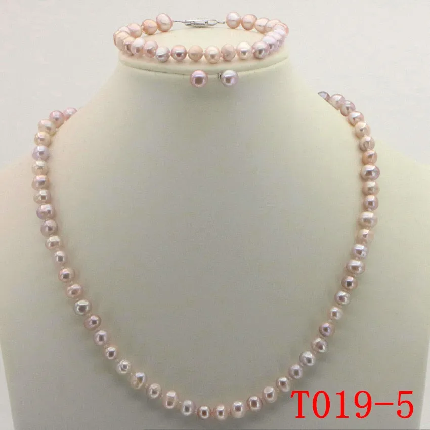 Purple Pearl Necklace Set Fish Clasp Necklace
