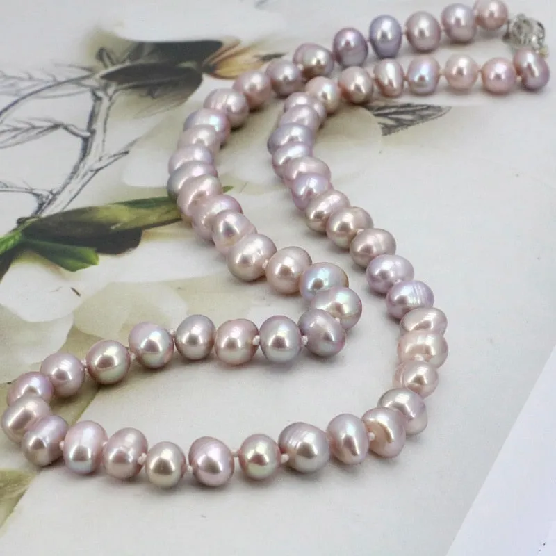 Purple Pearl Necklace Set Fish Clasp Necklace