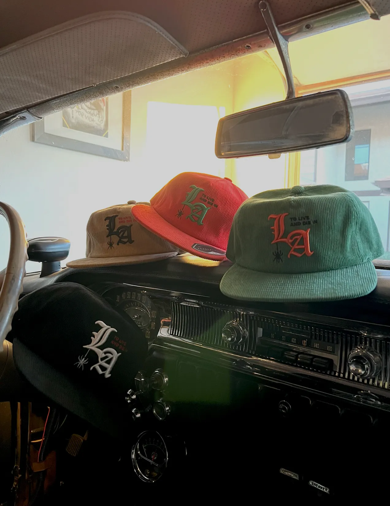 "To Live and Die in LA"Corduroy Snap Back Cap in Orange
