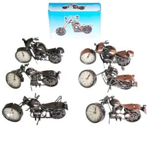 Qwick Click Metal Handmade Royal Look Showpiece Motor Bike with Clock | Decorative Vintage