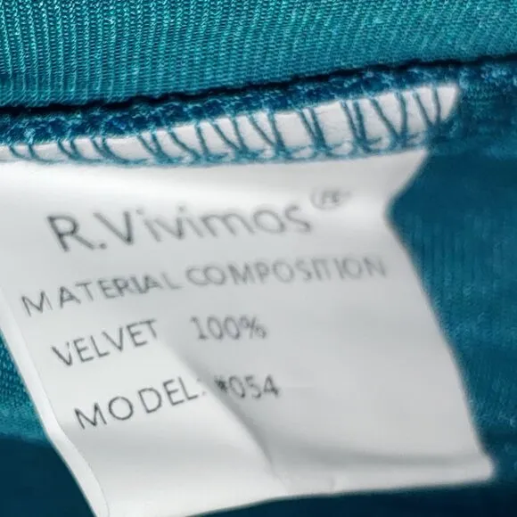 R Vivomos Size l (12/14) Turquoise 100% Velvet Asymmetric Cardigan Duster