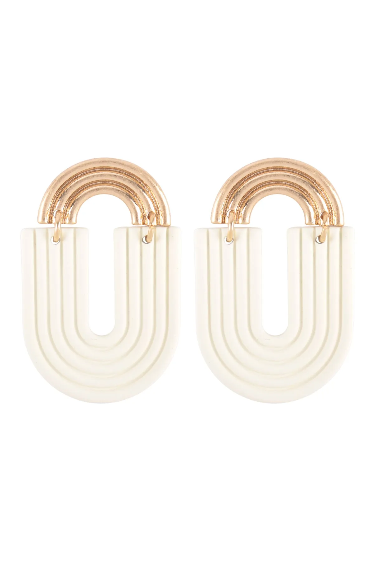 RAINBOW POST COLOR U SHAPE DROP EARRINGS