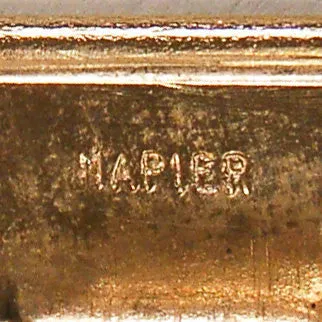 Rare Napier Repousse Cuff Bracelet, Gold Tone with Faux Turquoise Cabochons