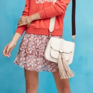 Rebecca Minkoff Canyon Poppy Print Floral Tier Elastic Waist Skirt S Lined Red