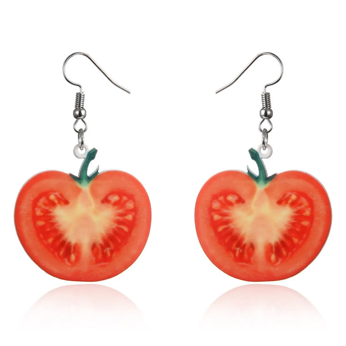 Red Acrylic & Silver-Plated Tomato Drop Earrings