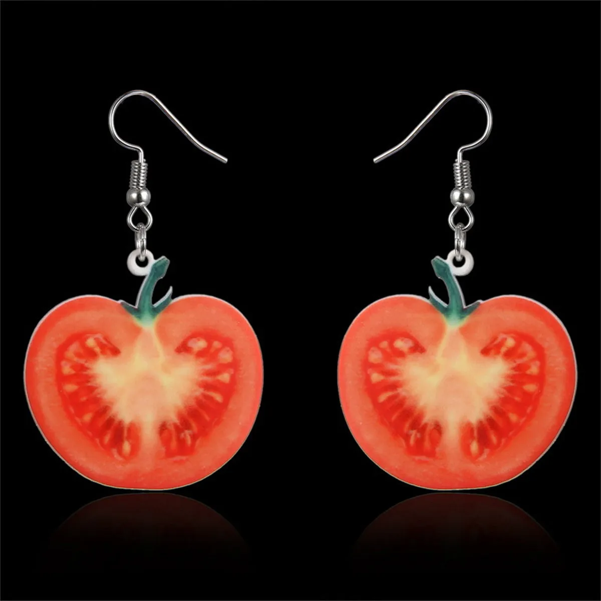 Red Acrylic & Silver-Plated Tomato Drop Earrings