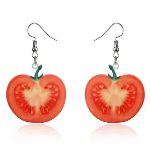 Red Acrylic & Silver-Plated Tomato Drop Earrings