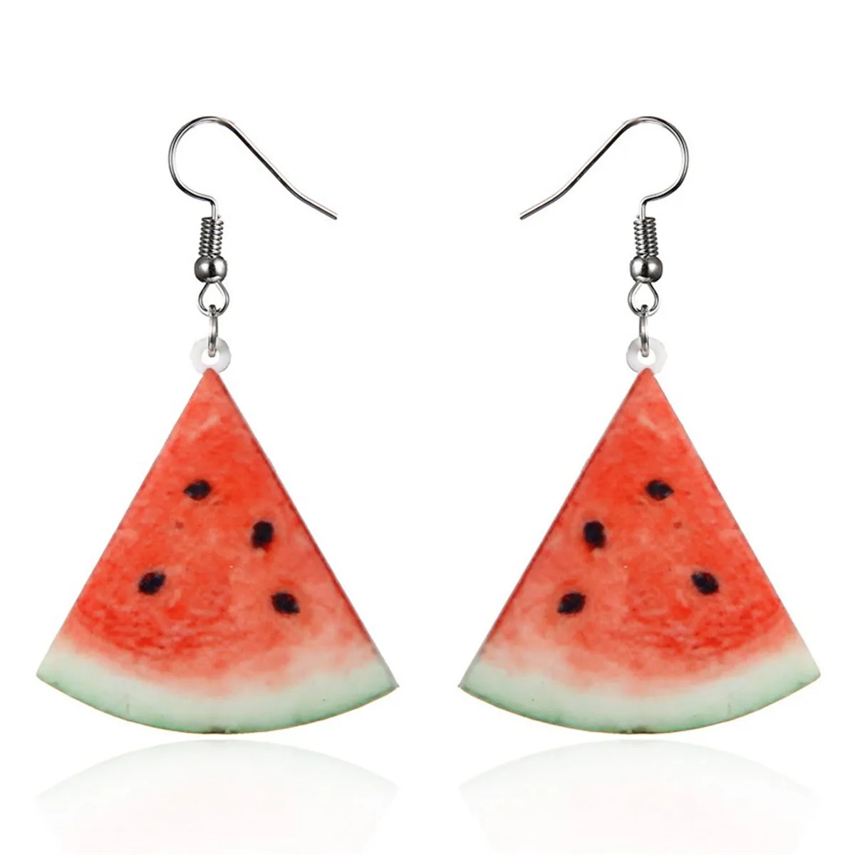 Red Acrylic & Silver-Plated Watermelon Drop Earrings