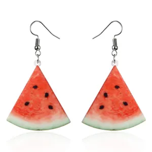 Red Acrylic & Silver-Plated Watermelon Drop Earrings