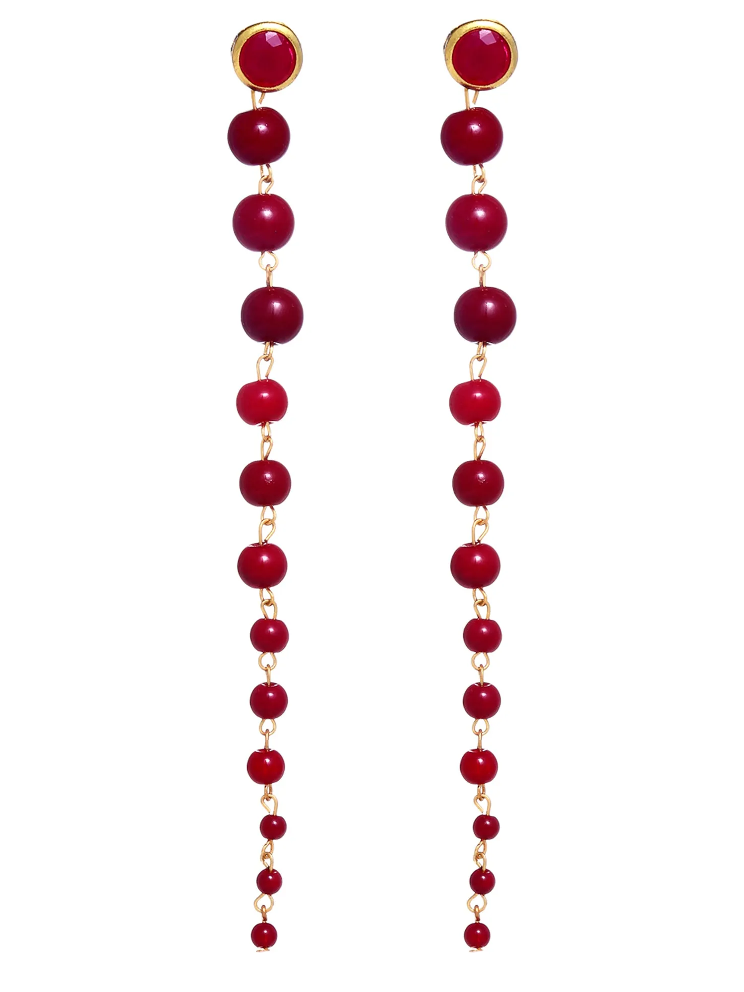Red Beads Long Dangler Earrings