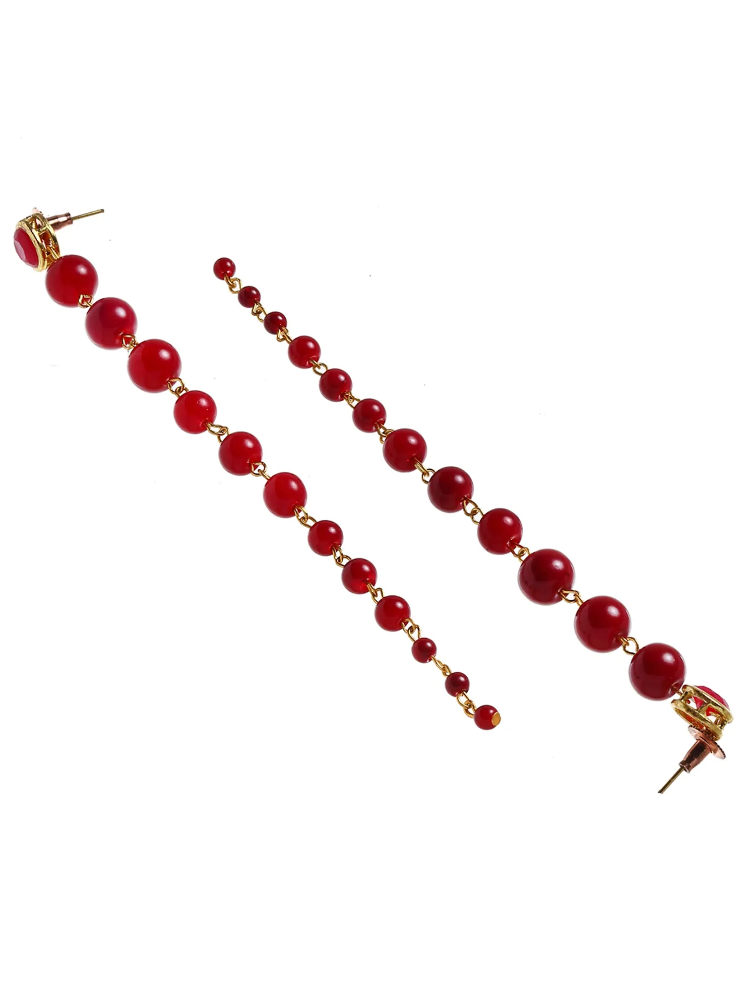 Red Beads Long Dangler Earrings